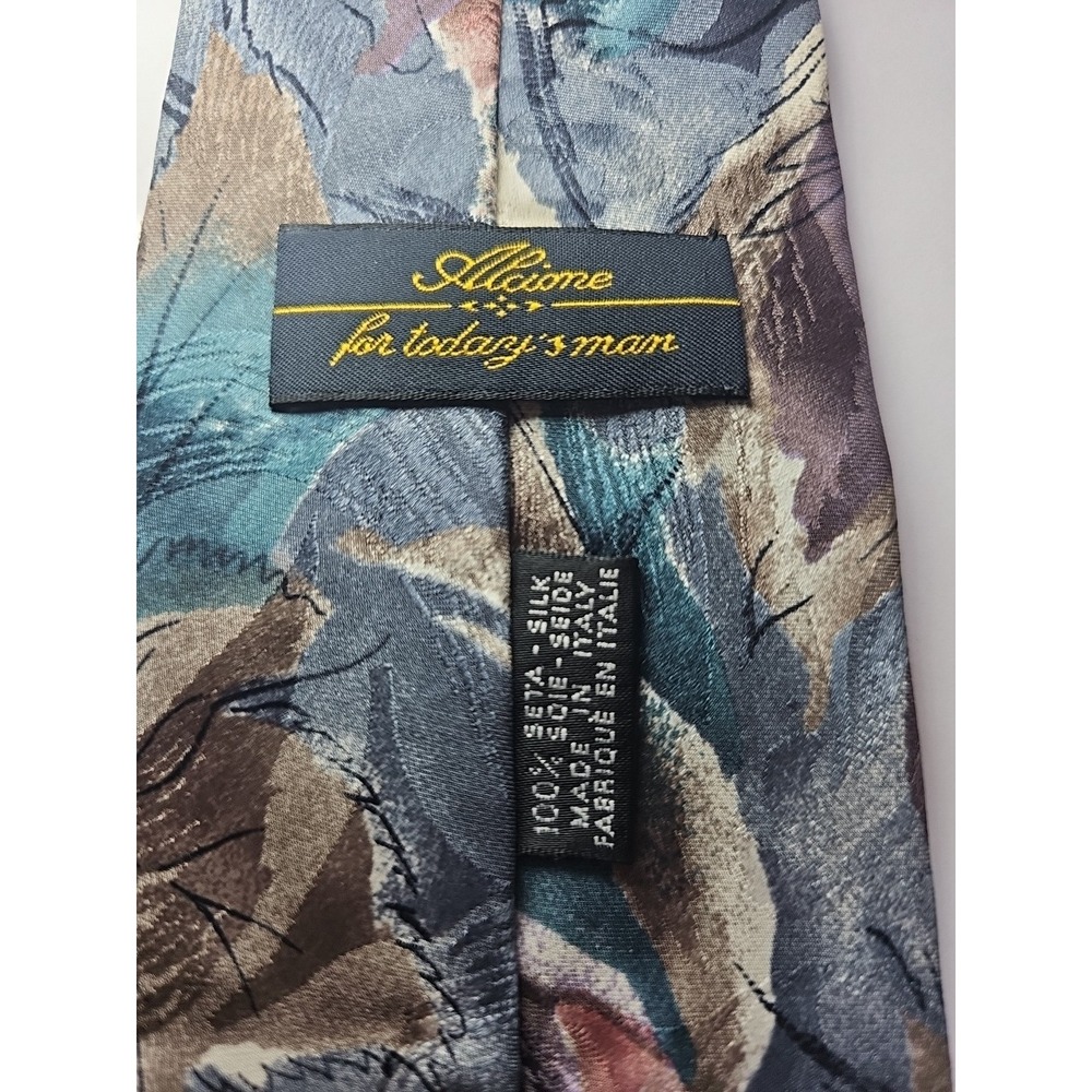 Vintage Alcione Milano By Today's Man  100% Silk Abstract Neck Tie Made In Italy - Picture 4 of 7